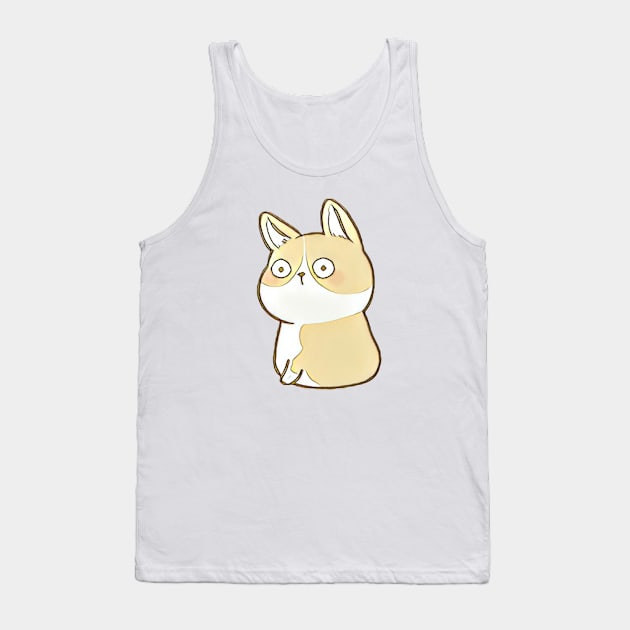 Perplexed Pup Tank Top by corgitee